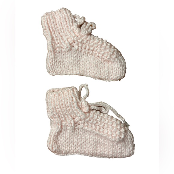 Infants - Handmade Knitted Bootie Socks - 4”x3” - Pink Shades - Set of 3 - Picture 2 of 7